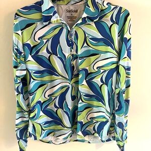 San Soleil Shirt Women L Golf Tennis Long Sleeve 1/4 Zip UPF Mesh Long Sleeves